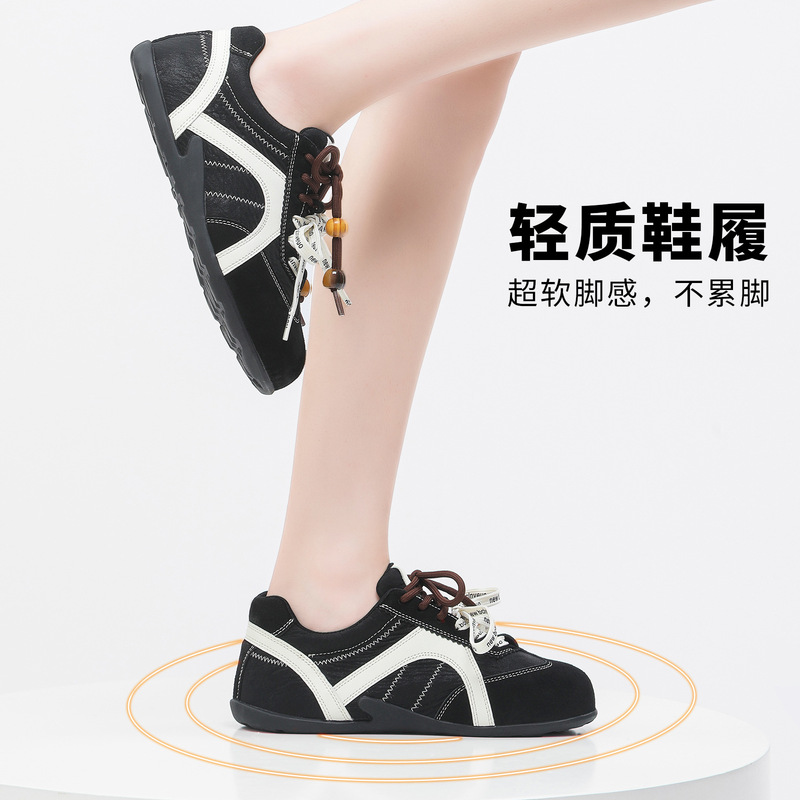 3cm复古内增高德训鞋女2025秋季新款百搭运动鞋双色鞋带休闲鞋|undefined