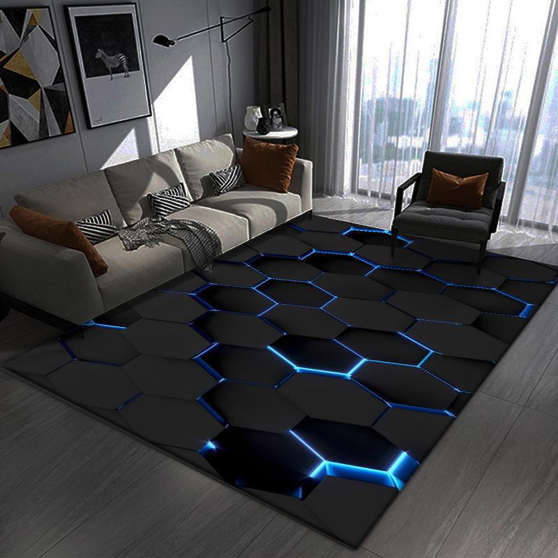 3d Optik Wohnzimmerteppich Bunter Karierter Gaming Zimmer Teppich_voghion.com
