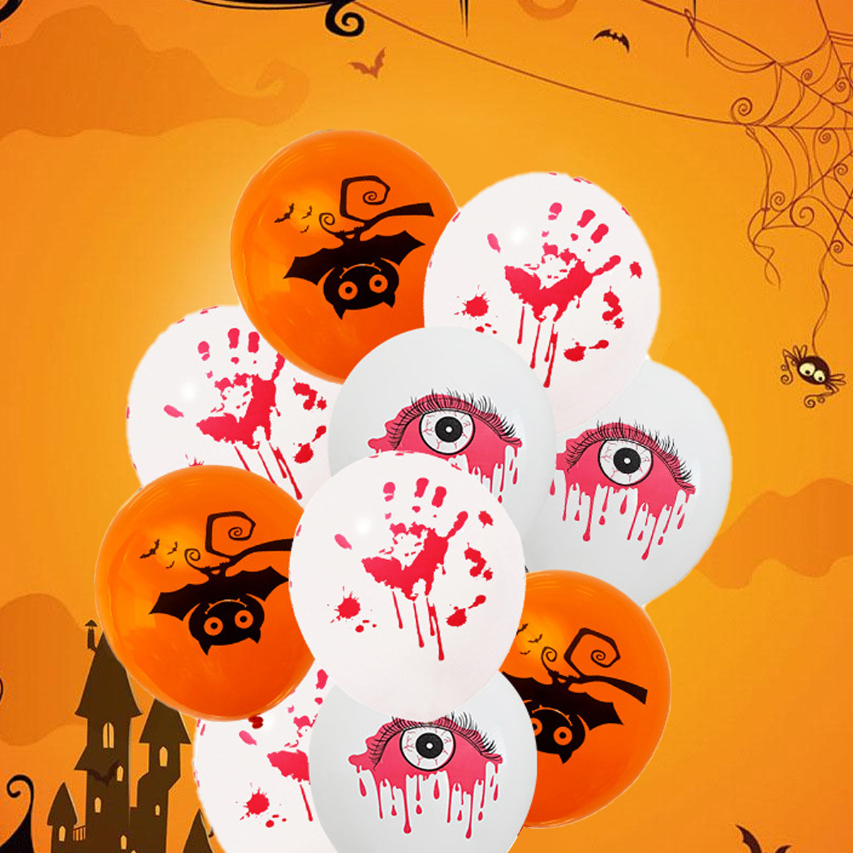 Halloween globo decoración fantasma cráneo calabaza murciélago impresión látex 12 pulgadas globo de Halloween