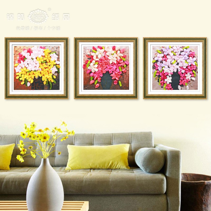 Bordado a mano DIY cinta bordado colgante pintura principiante bordado punto de cruz sala de estar pintura decorativa Lu bordado niños pequeña pintura colgante