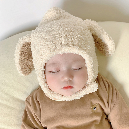 Baby Hat Autumn and Winter Infant Pure Cotton Cute Male and Female Baby Wool Hat Winter Warm and Versatile Children's Ear Protective Hat