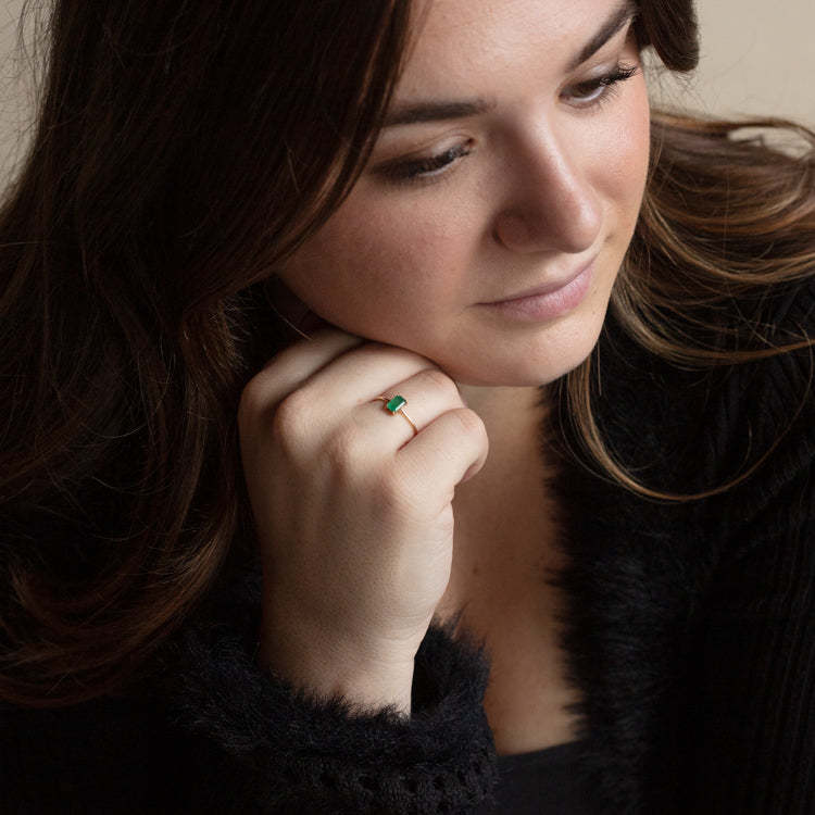 Simple Style Square Titanium Steel Plating Zircon Rings