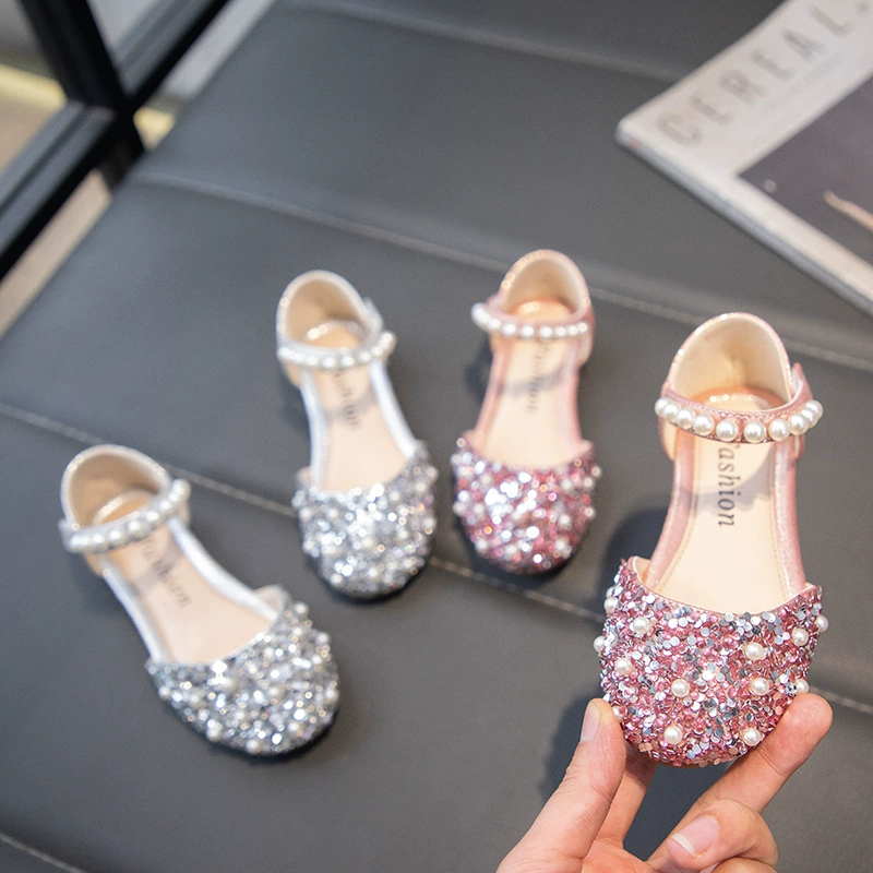 Обувь принцессы Aisha для девочек, Новинка осени, 2024, детская кожаная обувь, обувь со стразами для маленьких девочек, одиночная обувь с мягкой подошвой
