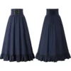 Blue retro fishtail A -line skirt