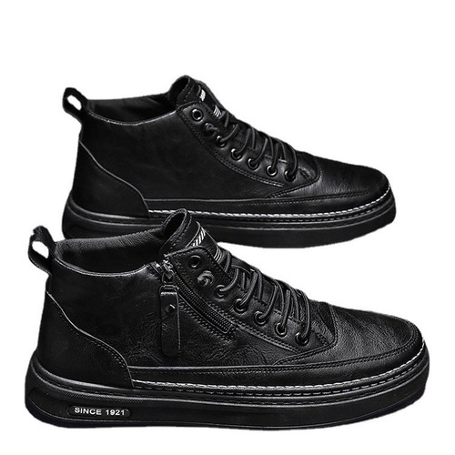 Men's shoes  new winter velvet warm men's height-increasing casual leather shoes autumn business work Lunying trendy shoes