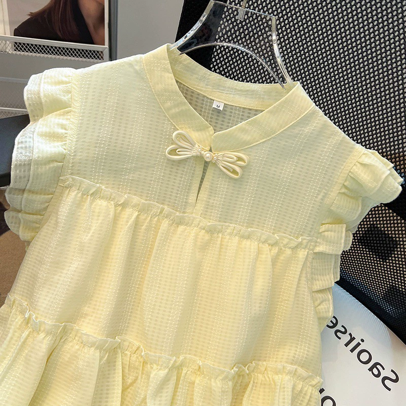 Новая женская летняя рубашка с короткими рукавами и воротником-стойкой в ​​китайском стиле в национальном стиле, тонкая свободная нишевая шифоновая рубашка, уменьшающая возраст