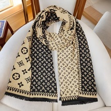 F围巾女冬季大牌保暖网红双面字母C韩版百搭羊绒披肩围脖针织外搭