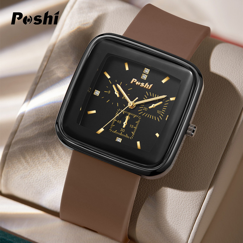 POSHI TikTok Live reloj de mujer reloj de correa de silicona reloj de moda y elegante reloj de cuarzo impermeable para hombres
