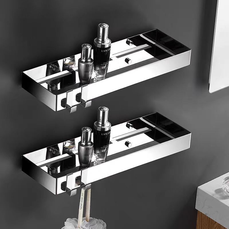 304 Stainless Steel Bright Bathroom Storage Rack Punched Bathroom Corner Rack Wall-Mounted Washstand Tray Shelf