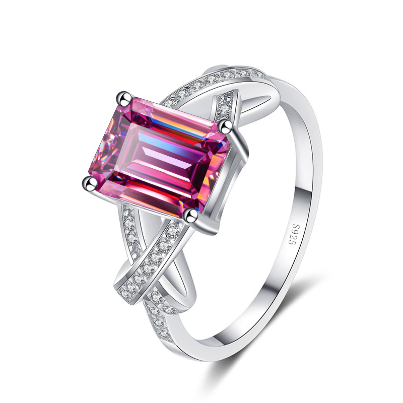 3 quilates Alien Radian cortado rosa azul verde anillo de piedra de moissanita certificados con bolígrafo de medición de segundo caliente