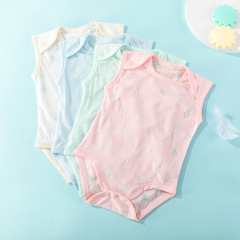 Ins baby triangle top summer thin innerwear cool sleeveless backless mesh diaper cover onesie for babies