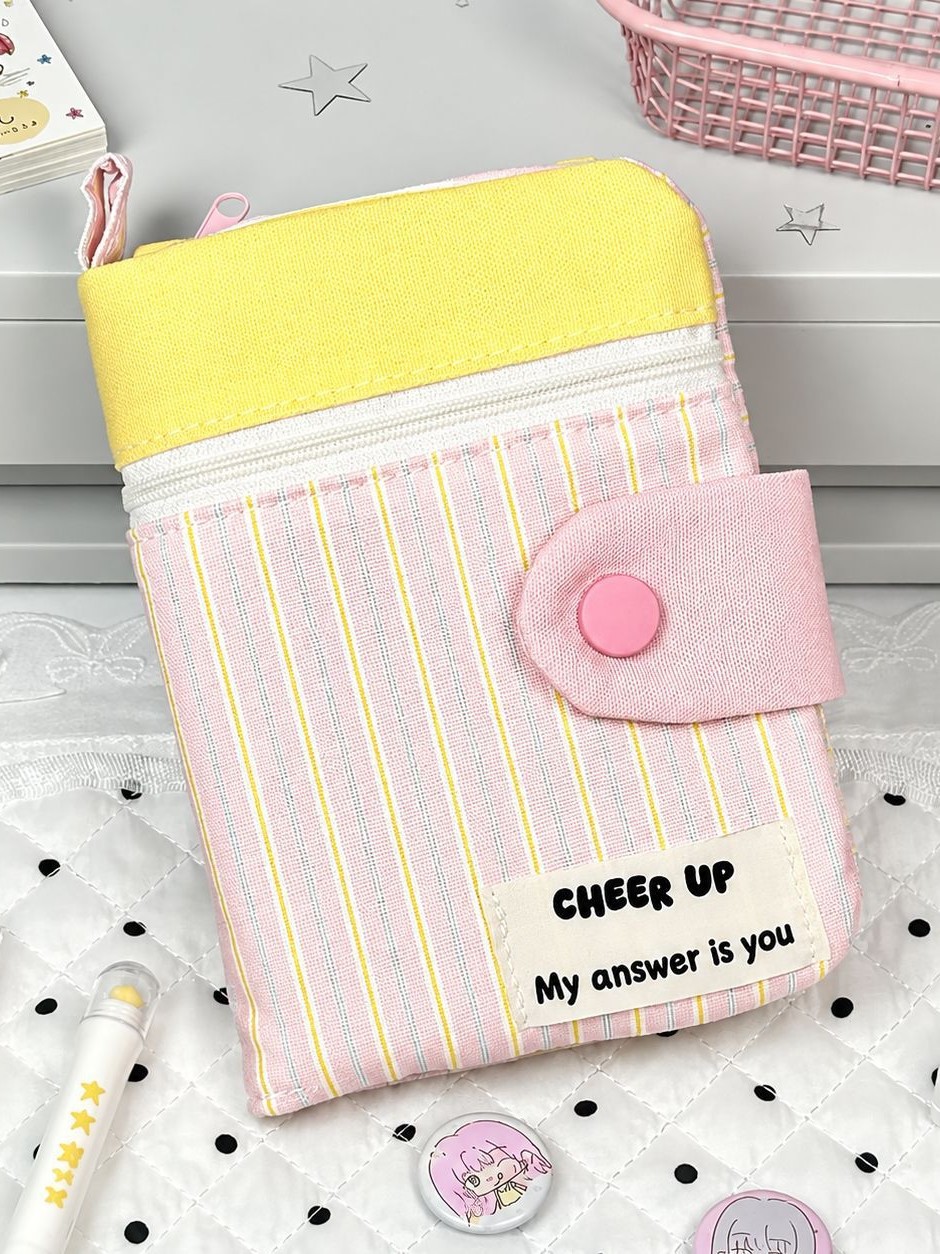 Korean-style striped fabric passport wallet multifunctional