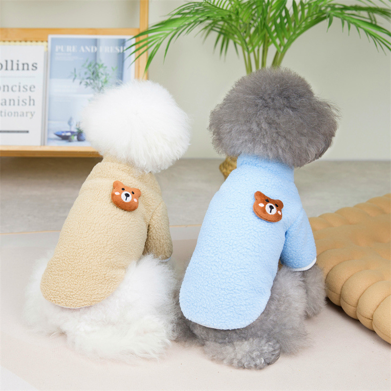 新款秋冬保暖可爱糖果熊绒衣现货跨境直发中小型猫咪狗狗宠物服饰