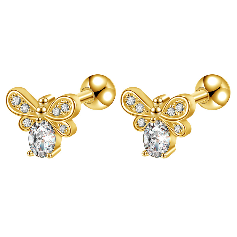 2023 New Geometric Cross Earrings for Men Women Stainless Steel Screw Back Ear Nails Fashion Jewelry Rose Gold detail image 10