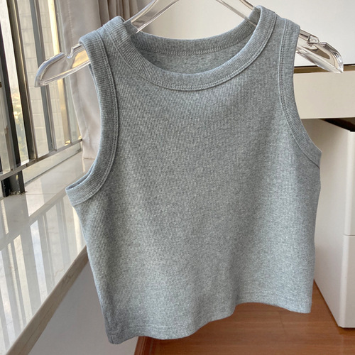 Women's Threaded Strappy Vest 2024 New Summer Short Slim-Fit All-Match Outerwear Inner Wear Sleeveless Base Top Fashion