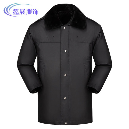 Security coat, security cotton-padded jacket, multi-functional duty black cotton coat, thickened winter wear, security uniform, security work attire
