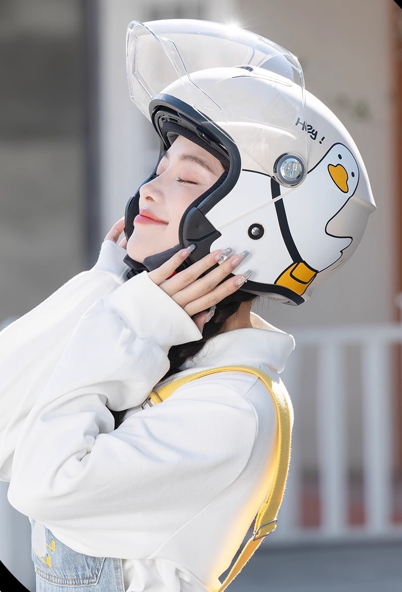 Two Little Bees New National Standard Motorcycle Electric Vehicle Helmets for Men and Women, Winter Fleece-Lined Warm Full-Face Helmets for Electric Bikes, Wholesale