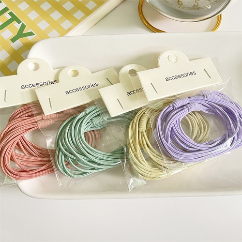 5 pieces and 1 bag of new autumn and winter candy color basic four-in-one high elastic hair ties and hair ropes for girls, simple and versatile hair ropes