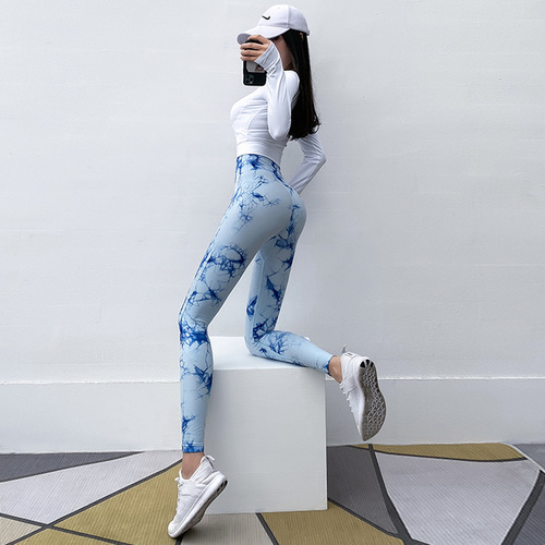 High-waist slimming yoga pants European and American style tummy control peach hip lift elastic sports fitness quick-drying outer wear shark pants trendy