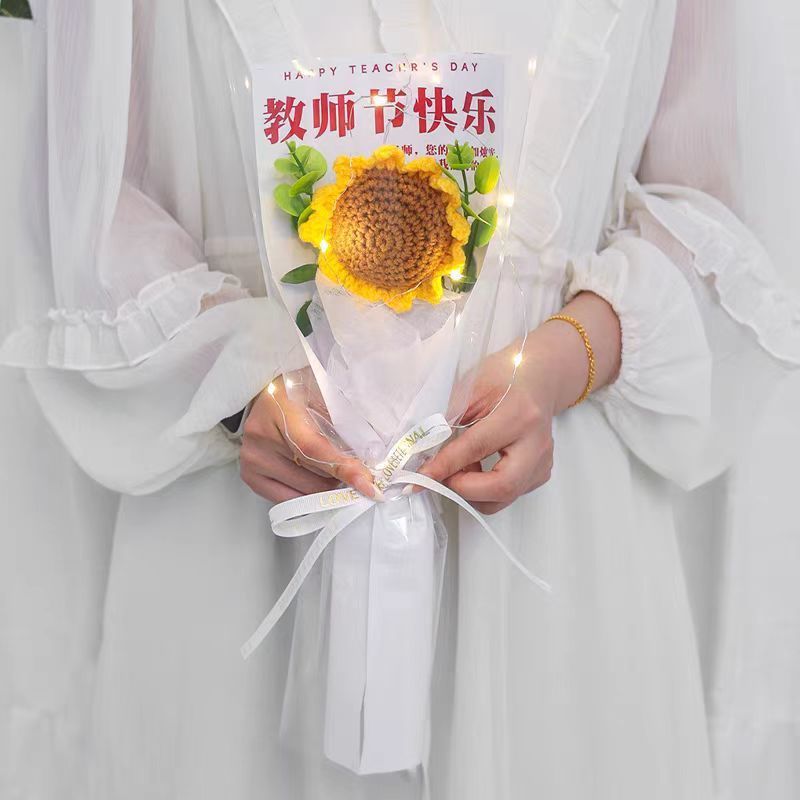 跨境手工毛线花仿真花艺装饰向日葵花朵妇女情人教师节伴手礼|undefined