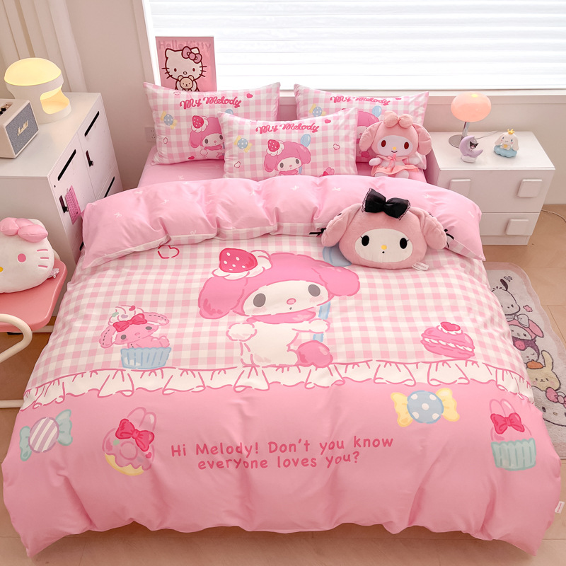 美楽蒂純綿ベッド4点セットのクロミアニメ純綿学生寮3点セットのベッドカバーkt