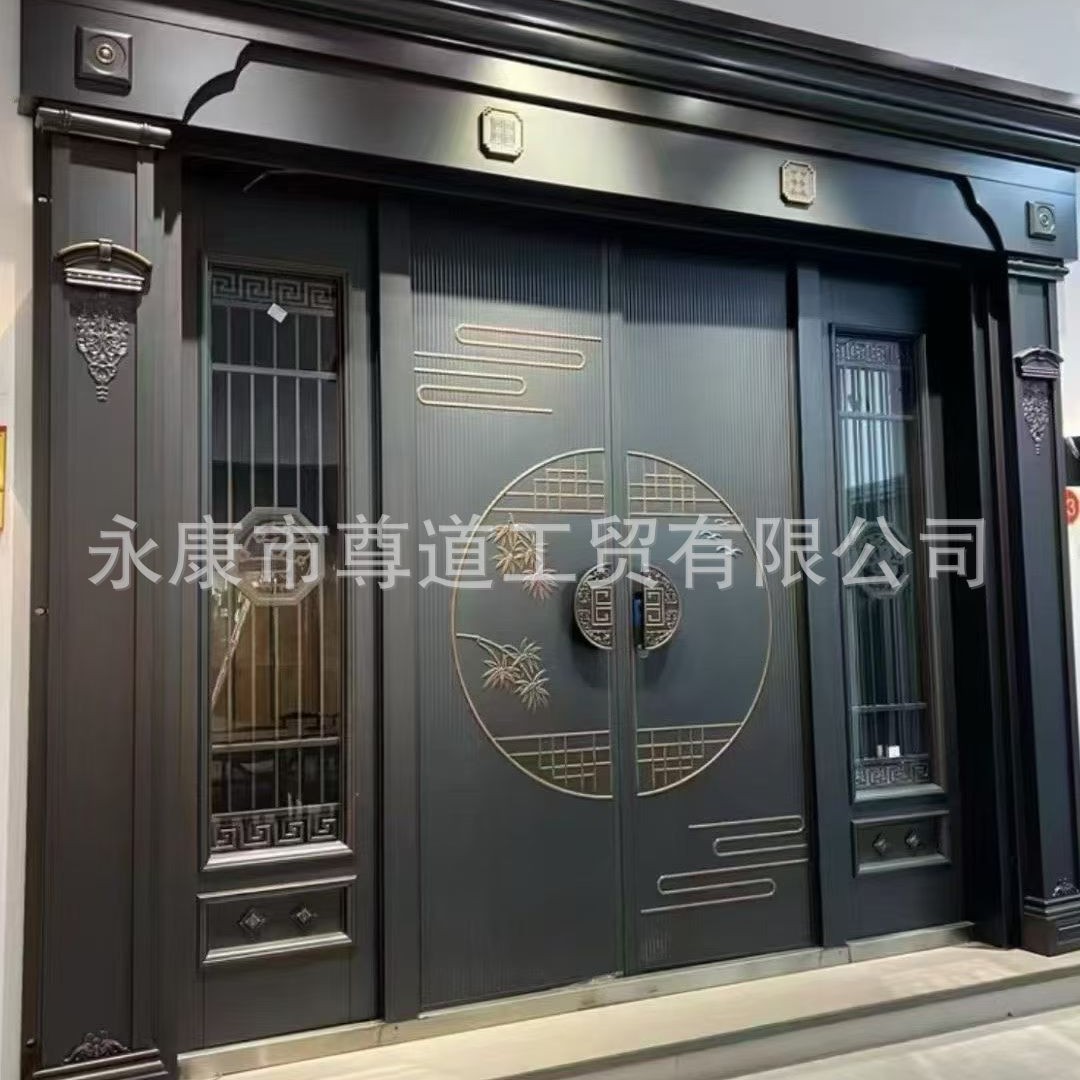 工厂定制湖北麻城不锈钢别墅大门武穴锌合金入户大门团风铸铝门