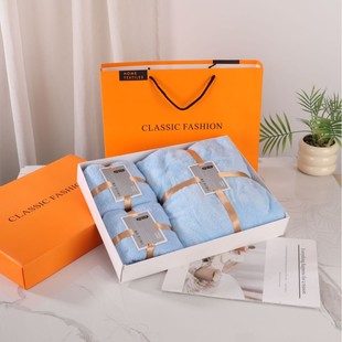 Souvenir Gift Box Coral Velvet Bath Towel Quick-Drying Towel Gift Box Three-Piece Gift Souvenir Towel Gift Box