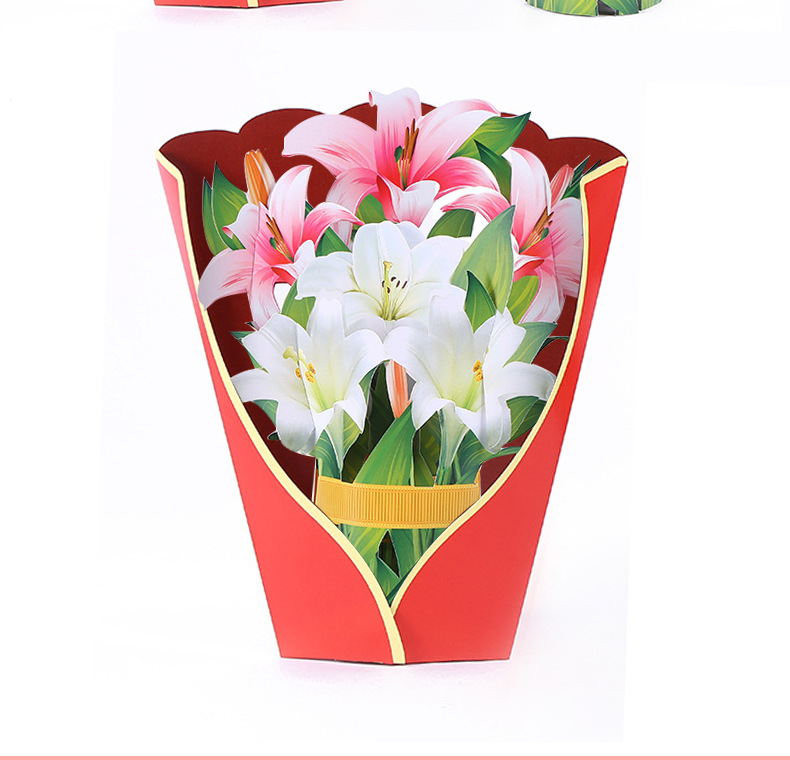 Sweet Style Handmade Craft Creative 3d Stereoscopic Greeting Cards Paper Hand Holding Flowers