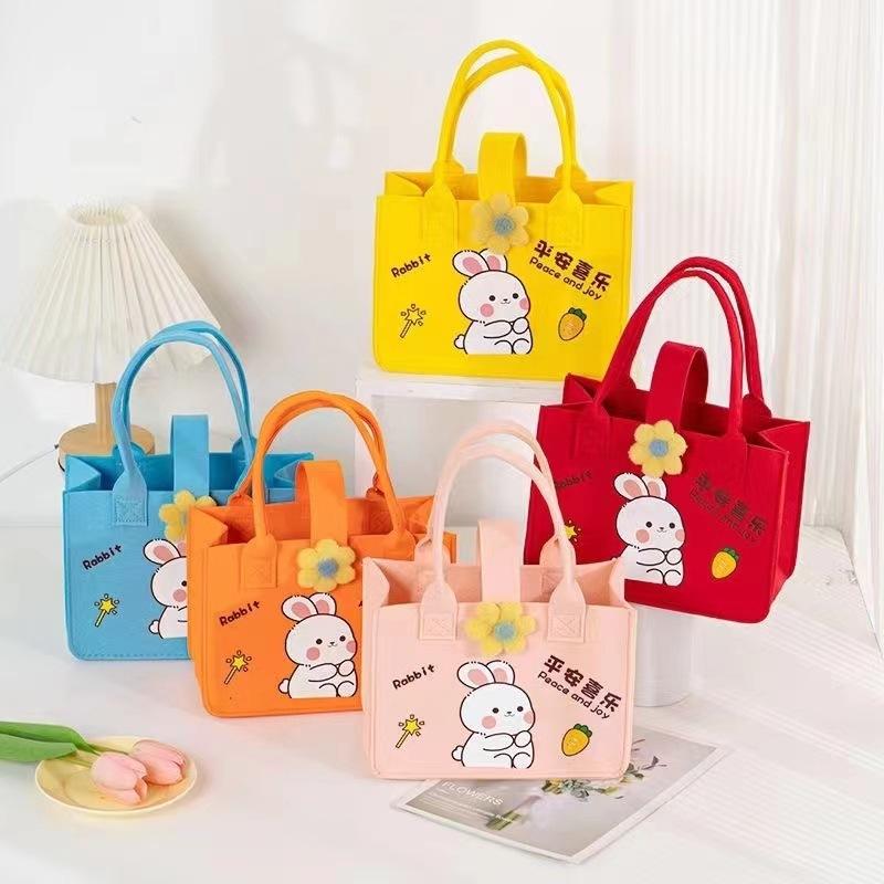 2026马年新款卡通毛毡包大容量伴手礼毛毡手提袋时尚百搭毛毡托特