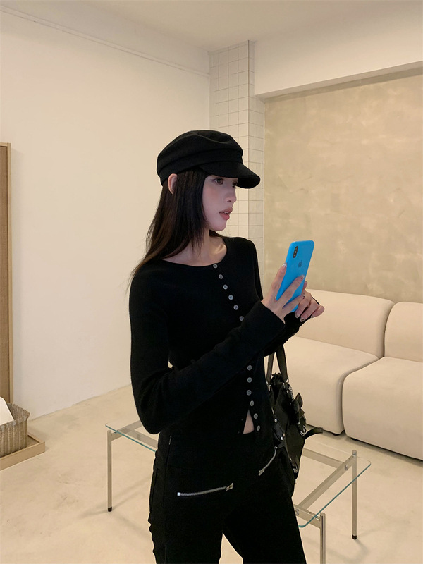 誉一新款2025秋季高级感长袖针织衫女百搭修身显瘦上衣开衫c1308|undefined