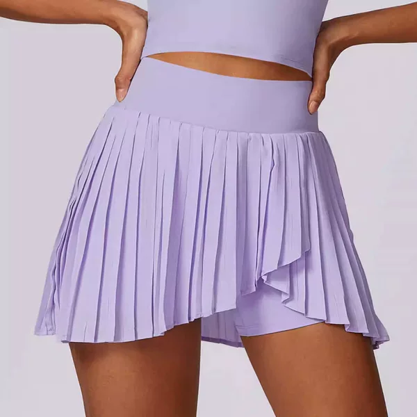New Pleated Sports Skirt, High-Waisted Lining, Pocket Anti-Exposure Badminton Skirt, Body-Building Yoga Running Tennis Skirt