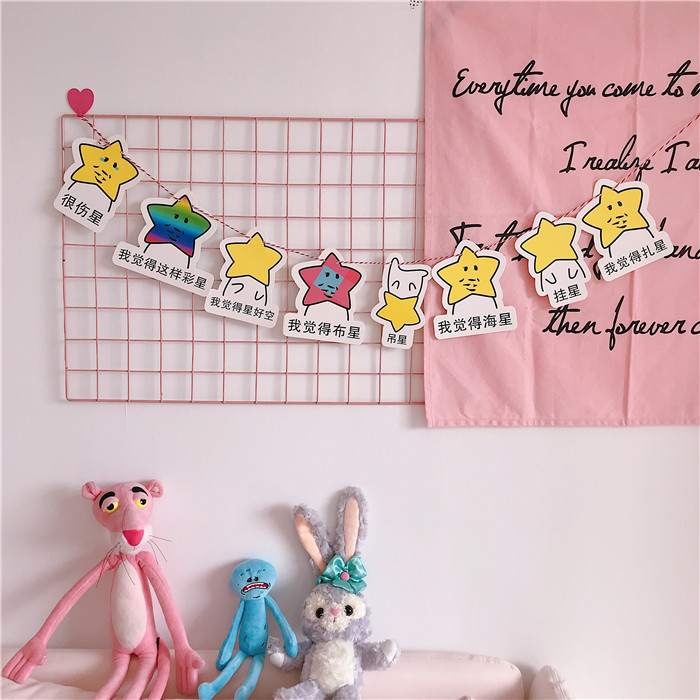 Japonés y coreano dibujos animados lindo pequeño Hada bonita chica colgante chica corazón habitación decoración vacaciones cadena bandera interior pequeña bandera colorida