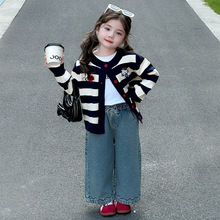 女小童针织开衫秋装2025新款洋气儿童毛衣外套女宝宝上衣百搭春秋