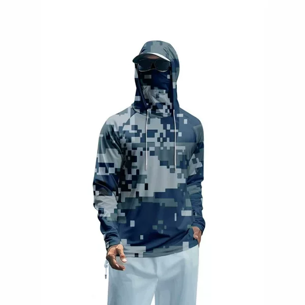 2026 Printed Sports Quick-Drying Breathable Hooded Sun Protection Clothing Fishing Clothing Men's Sun Protection Index 50Plus Milk Silk