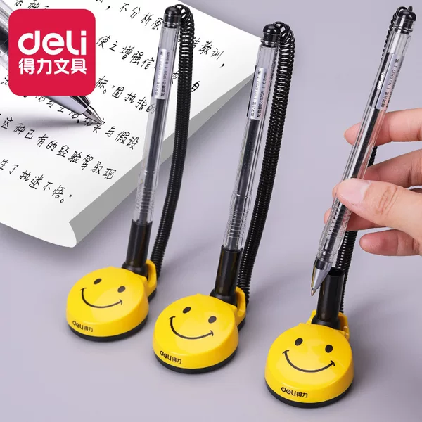 Deli 6793 Gel Pen Smile Desk Pen Bank Hotel Front Desk Signature Pen 0.5mm Counter Pen Table Pen Water Pen