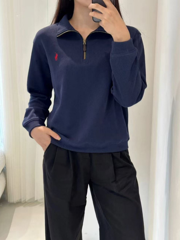 【原版原标可扫码】RL拉夫卫衣半拉链立领刺绣小马标男女长袖上衣|undefined