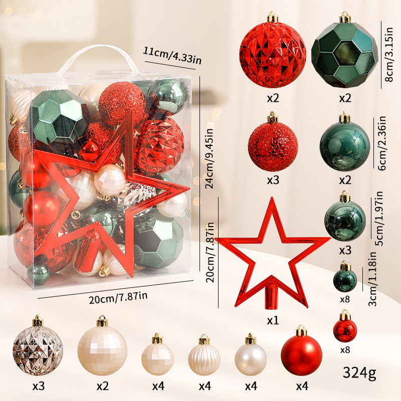 Decoraciones de Navidad Bolas de Navidad rojo, blanco y verde manchas Bolas de Navidad colgantes de árboles de Navidad dibujadas a mano Bolas de Navidad plásticas