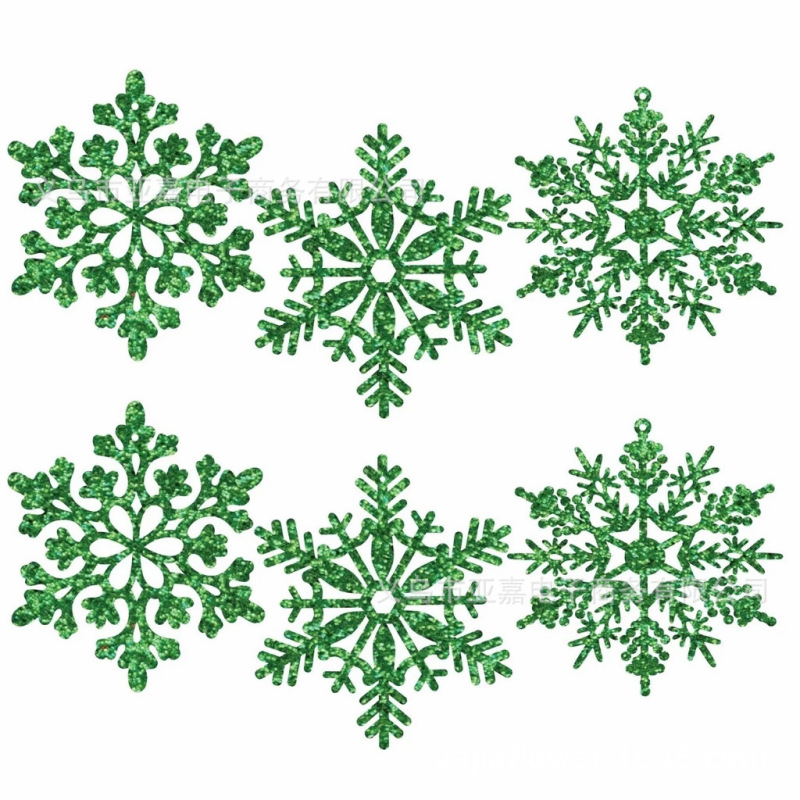 圣诞节仿真圣诞树雪花挂件闪粉装饰配件 场地布置圣诞立体雪花片|undefined