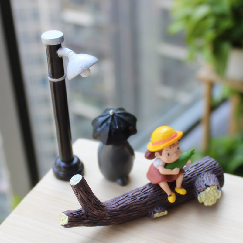 Red de celebridades Hayao Miyazaki serie micropaisaje Mi vecino Totoro Xiaomei Acuario Adornos Ramas Decoraciones de bricolaje Punto de cabello recto