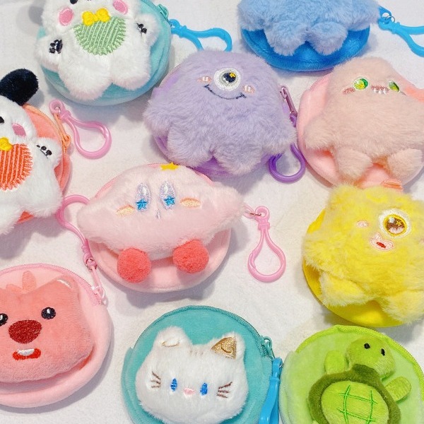 New Cute Stuffed Mini Coin Purse Girl Decorative Pendant Creative Cartoon Headphone Storage Bag Ornament Wholesale