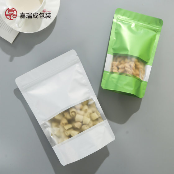 Color Frosted Window Opening Self-standing Bag Flower Tea Candy Snack Food Packaging Bag Dried Fruit Gift Aluminum Foil Zipper Bag