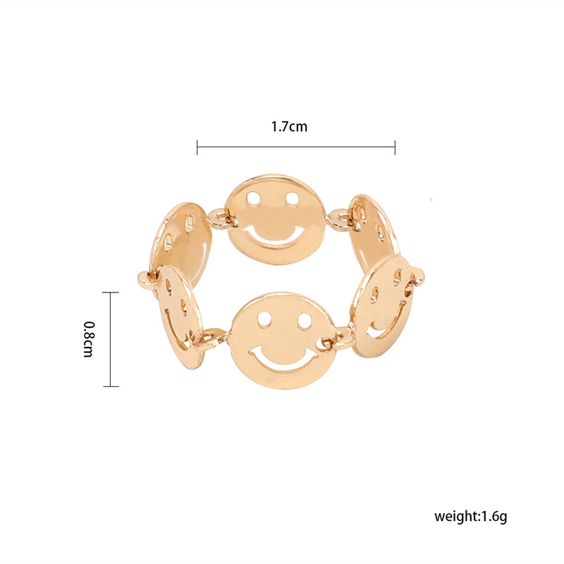 2g Weight Women'S Gender New Fashion Retro Geometric Sequin Smile Joint Ring Wholesale Nihaojewelry 无