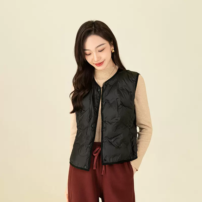 鑫阁2025秋冬新款女保暖羽绒马甲背心短款居家内胆易收纳轻薄外套