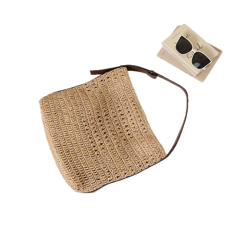 Casual Large Capacity Straw Shoulder Bag New Lazy Style Hollow Out Woven Bag For Women Beach Vacation Bag - Thumbnail 5