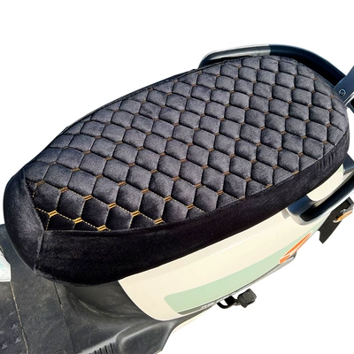Motorcycle cushion, Motorcycle Cushion Cover Thickened Fleece-Lined - black-small