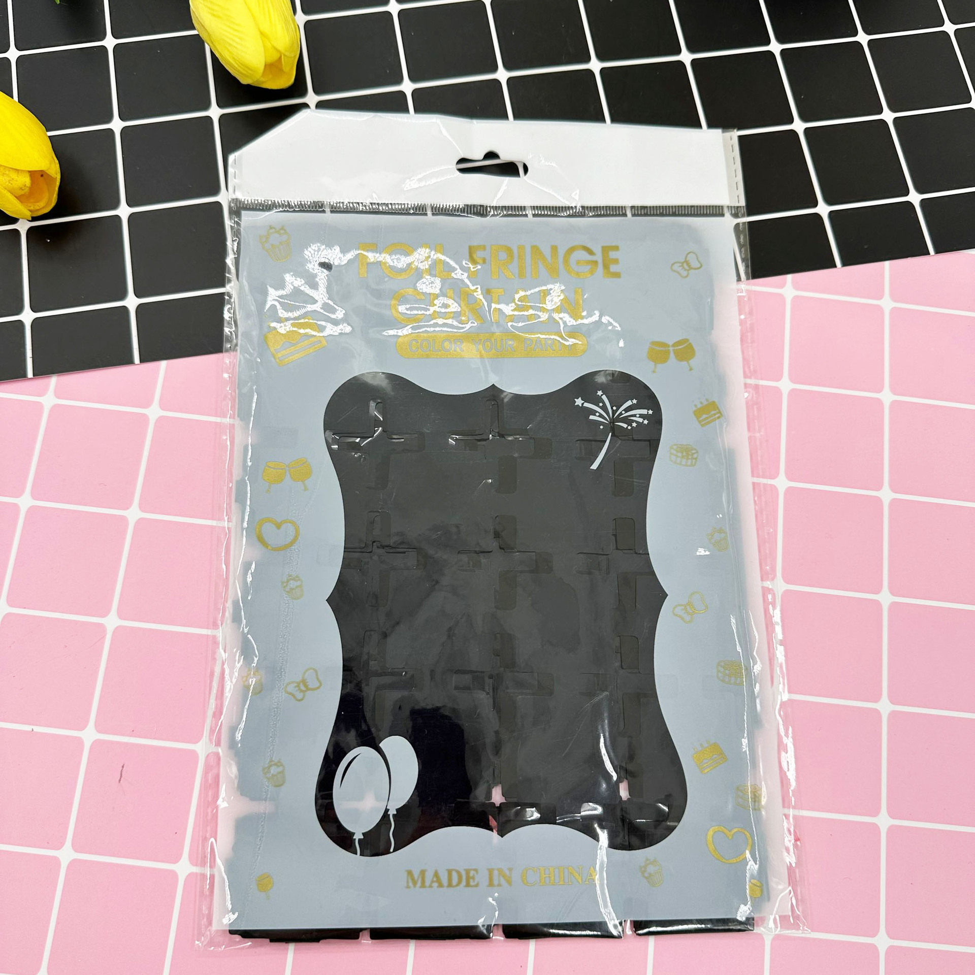 1*2m cuadrado de película de aluminio brillante cortina de seda de lluvia colorida cortina de puerta accesorios de decoración de cumpleaños pared de fondo de fiesta dibujo de flores transfronterizo