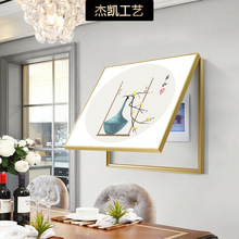 電表箱新中式裝飾畫免打孔遮擋電閘盒配電箱推拉液壓國畫豎版掛畫