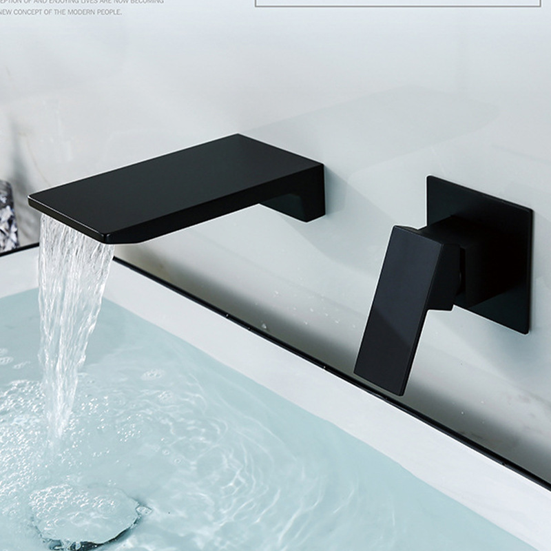 Guangdong Waterfall Concealed Basin Faucet Hot and Cold Water into the Wall Waterfall Faucet Bathtub Faucet for Export Workers