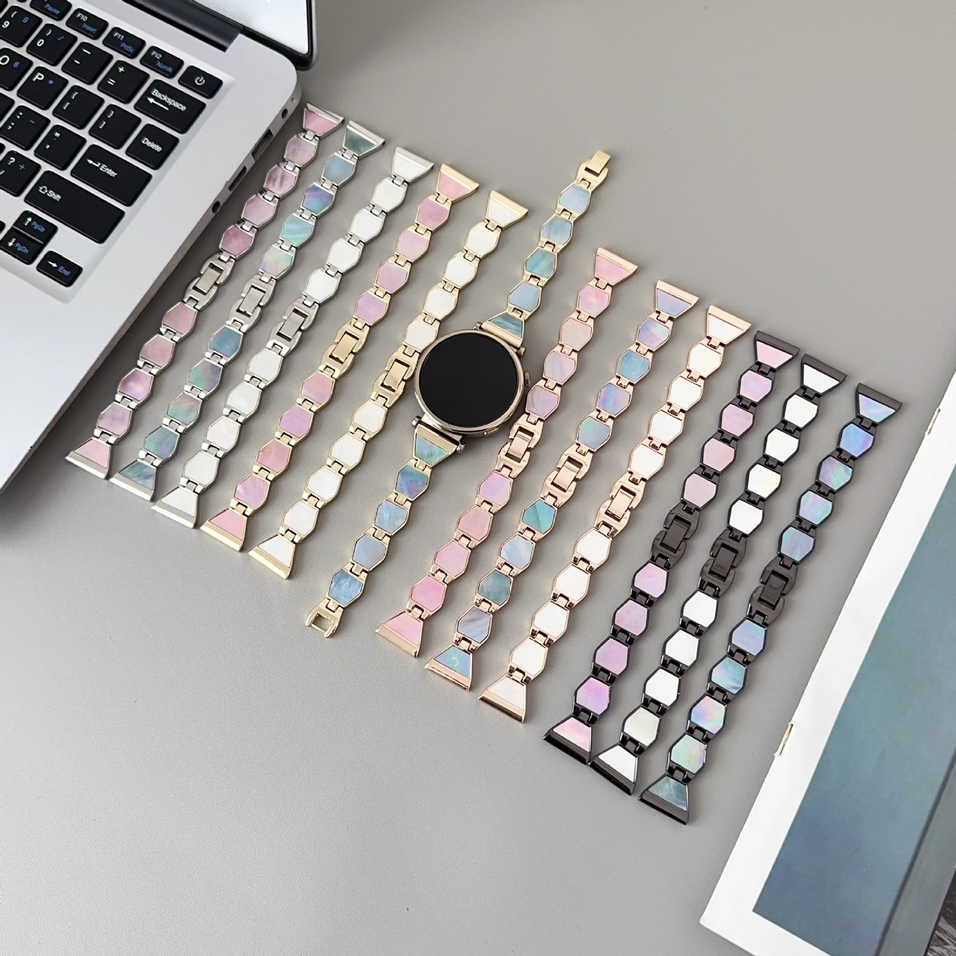 Suitable for Huawei GT54 Generation 41mm Watch Band 18mm Diamond Metal Magic Color Fritillaria Strap Fashion New Women