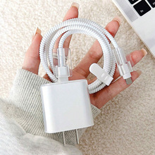 适用苹果15充电器保护套PD20W透明充电头保护套5件套数据线保护绳